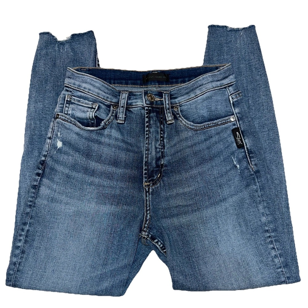 Silver‎ Jeans Women's Mid Rise Valley Skinny Crop Blue Jeans Size 25